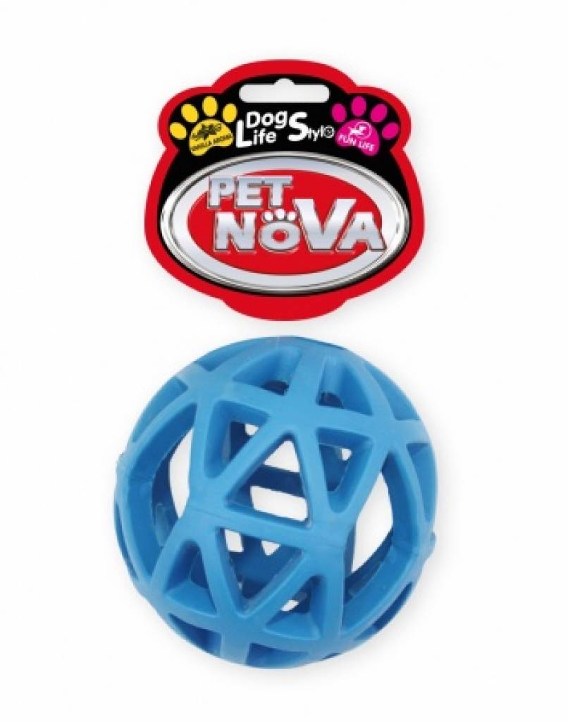 DOG LIFE STYLE Durchbrochener Ball 9 cm, blau, Vanillearoma